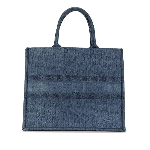 Dior Pre-Loved Large Oblique Denim Book Tote Bag