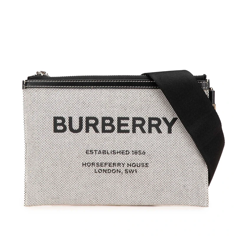 BURBERRY Pre-Loved Canvas Horseferry Print Callum Crossbody Bag