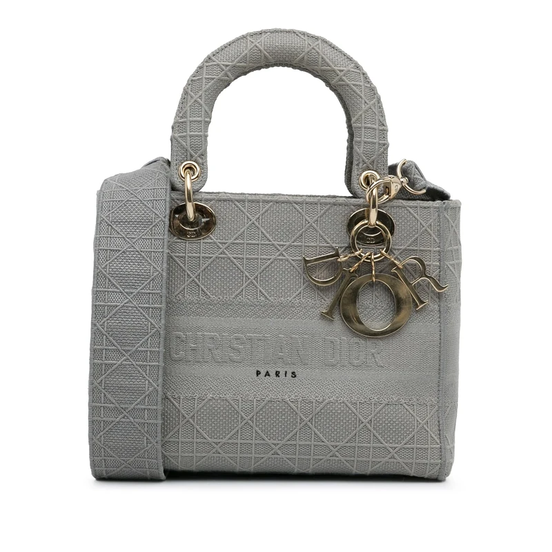 Dior Pre-Loved Medium Canvas Cannage Lady D Lite Handbag