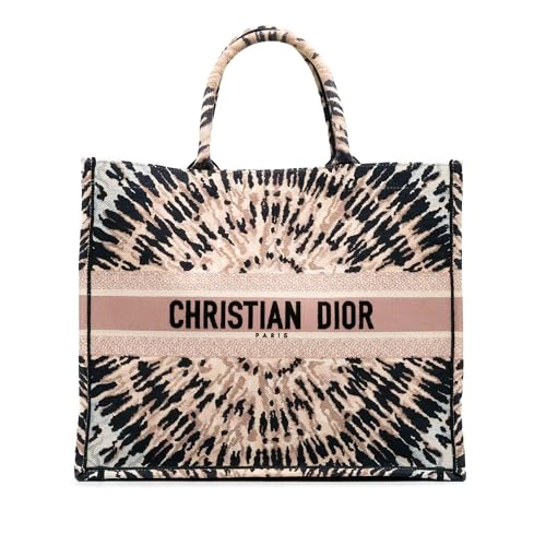 Dior Pre-Loved Large Embroidered Canvas Tie Dye Book Tote Bag