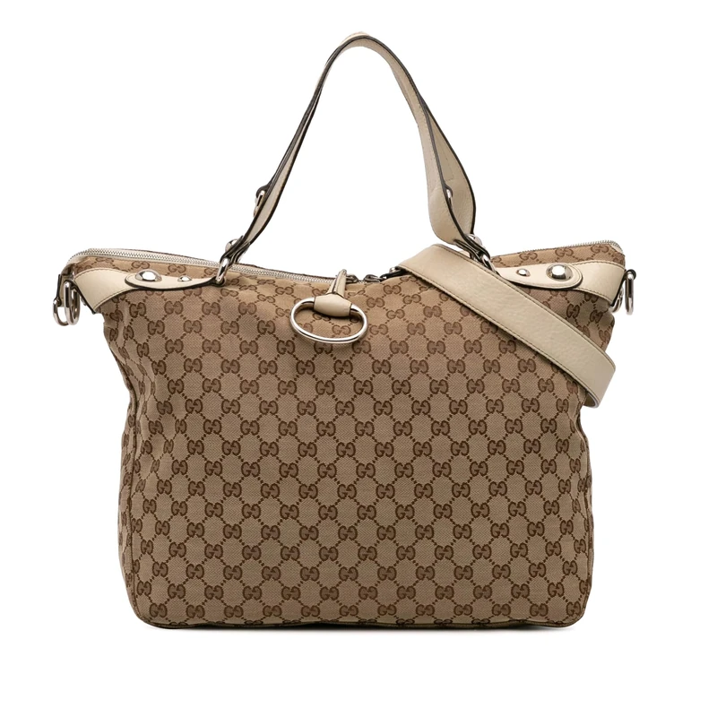 Gucci Pre-Loved Large GG Canvas Icon Bit Satchel Handbag