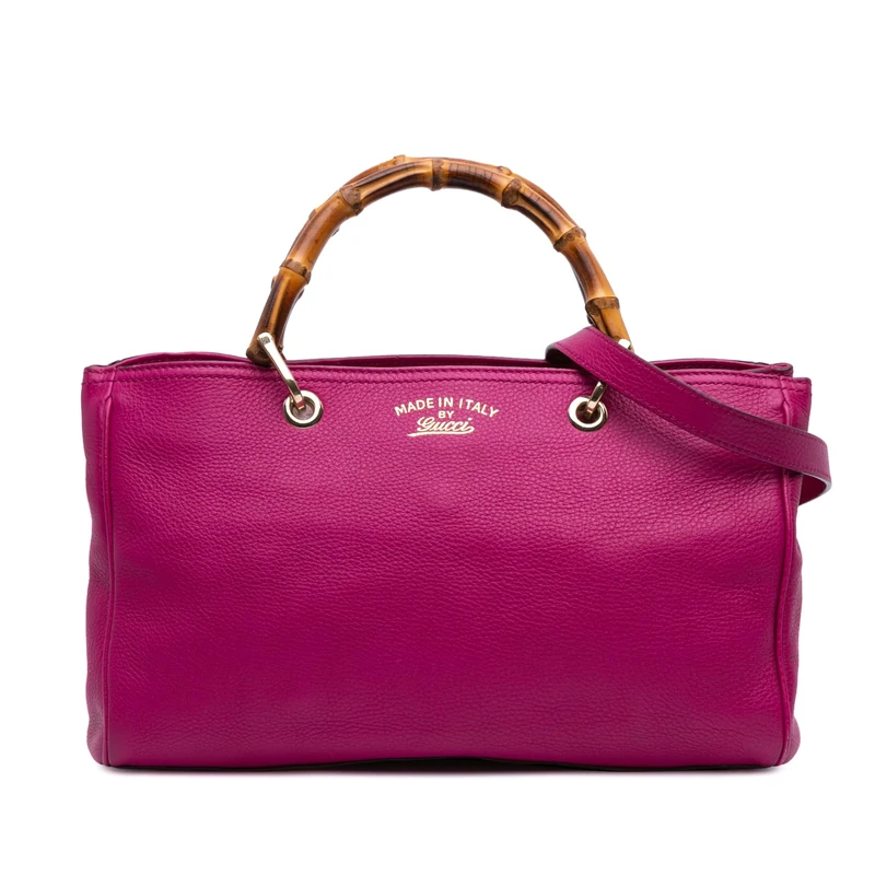 Gucci Pre-Loved Medium Calfskin Bamboo Shopper Satchel Handbag