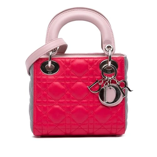 Dior Pre-Loved Mini Tricolor Lambskin Cannage Lady Handbag