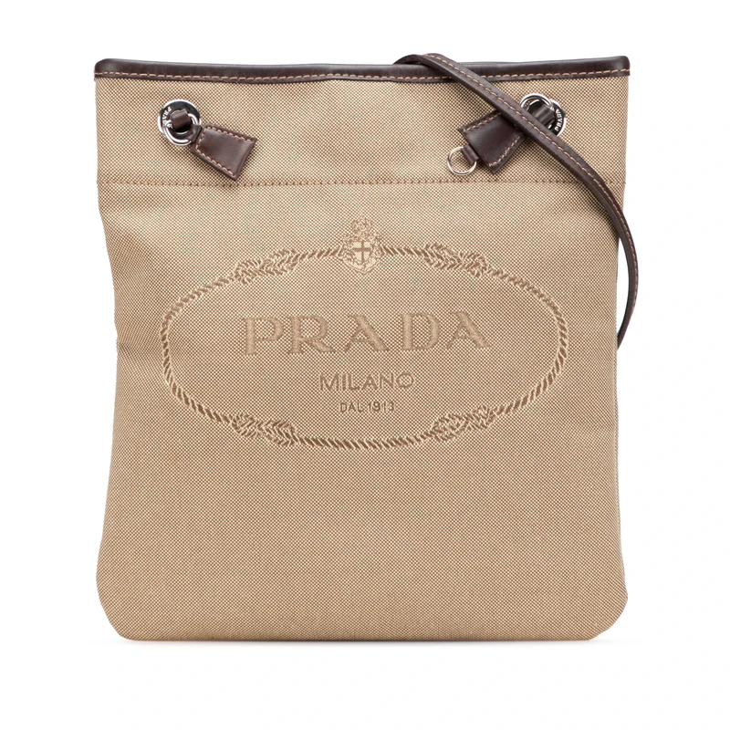 Prada Pre-Loved Canvas Canapa Logo Crossbody Bag