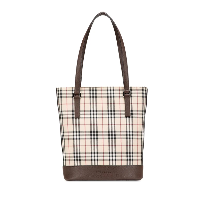 BURBERRY Pre-Loved House Check Coated Canvas Bucket Tote
