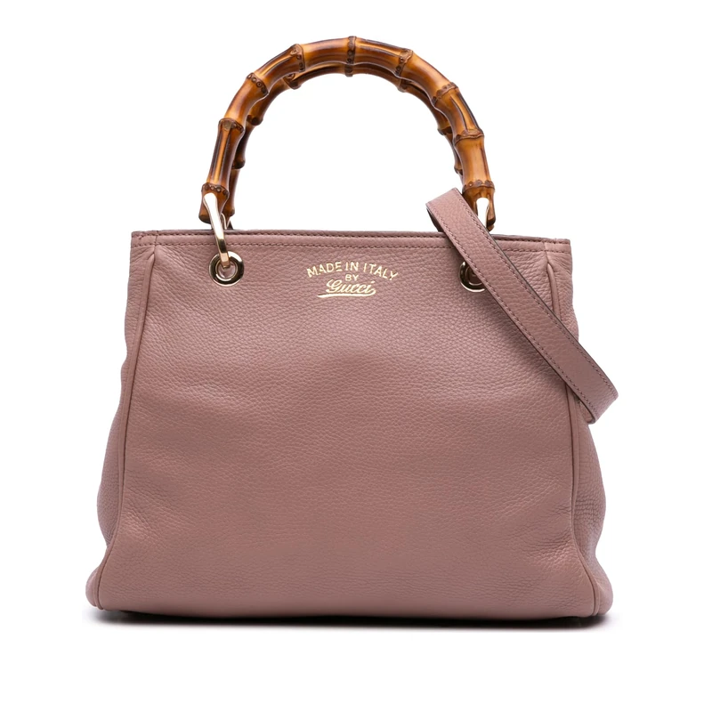 Gucci Pre-Loved Small Calfskin Bamboo Shopper Satchel Handbag