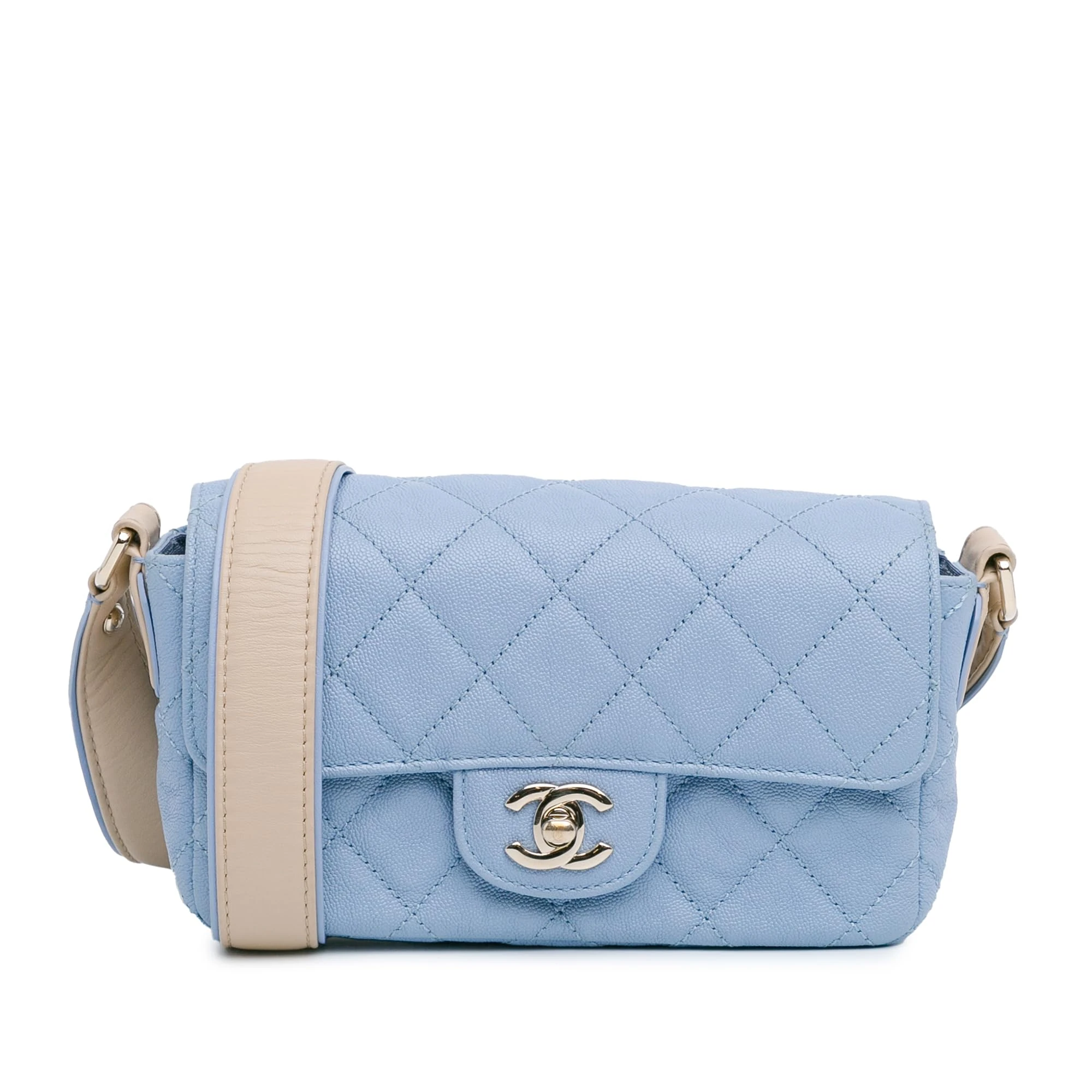 Chanel Pre-Loved CC Quilted Caviar Single Flap Crossbody Bag