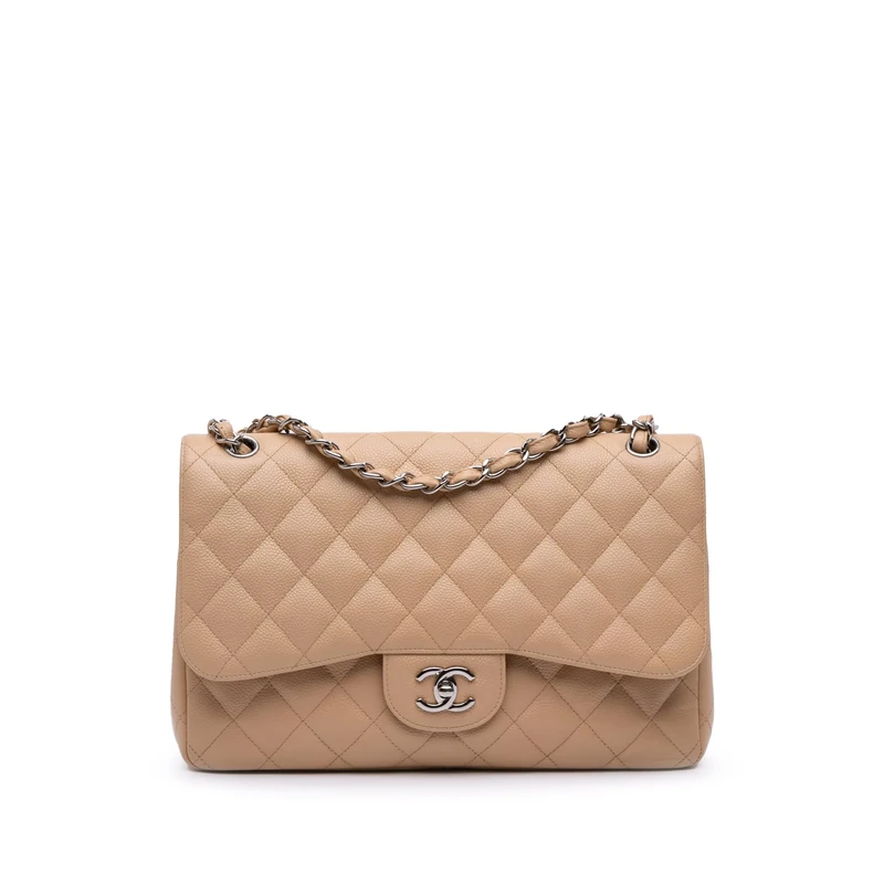 Chanel Pre-Loved Jumbo Classic Caviar Double Flap Shoulder Bag