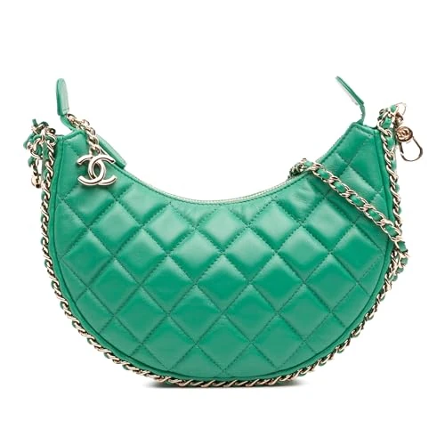 Chanel Pre-Loved Small Quilted Lambskin Chain Around Hook Hobo Bag Crossbody