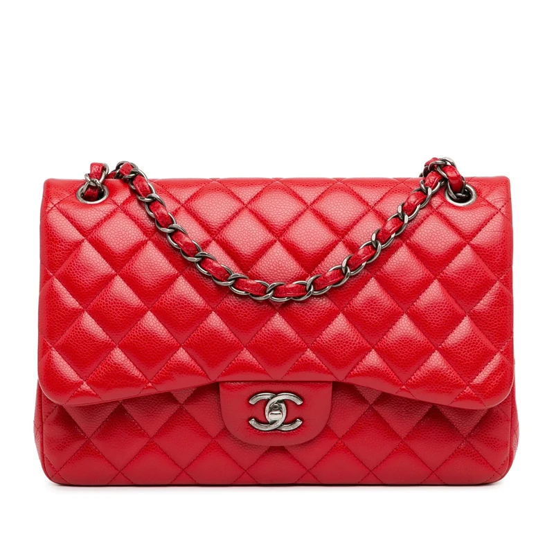Chanel Pre-Loved Jumbo Classic Caviar Double Flap Shoulder Bag