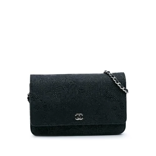 Pre-Loved Lace Overlay Goatskin Wallet On Chain