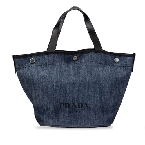 Prada Denim Logo Satchel Handbag - Denim Blue - Image 1