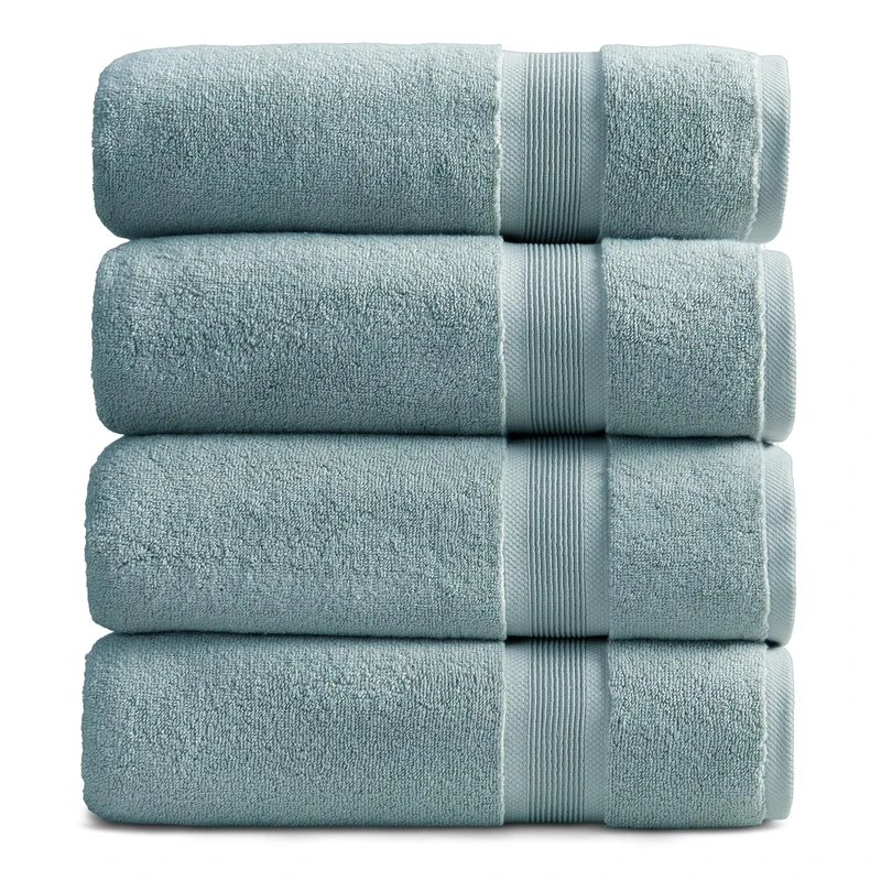 Springtree Home Luxury Bamboo Rayon Plush Bath Towel Set | 4-Pack | Aegean