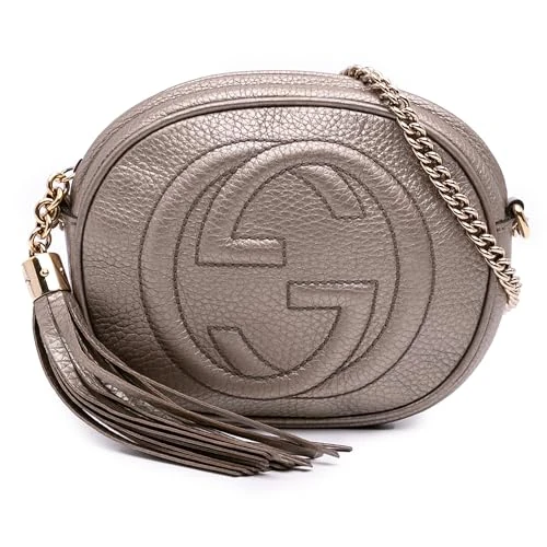 Gucci Pre-Loved Mini Metallic Pebbled Calfskin Soho Chain Crossbody