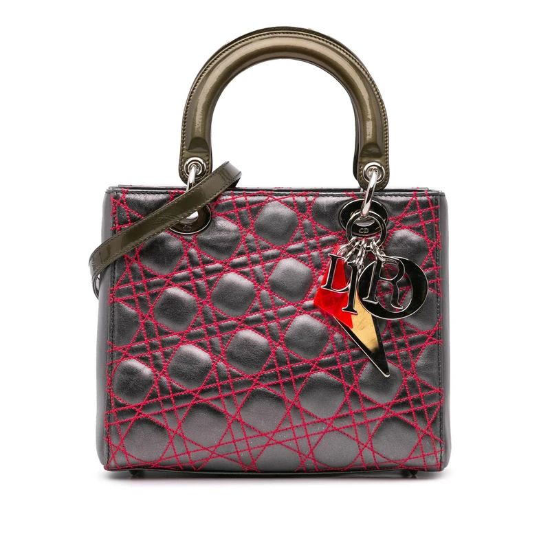 Dior Pre-Loved Anselm Reyle Medium Metallic Lambskin Cannage Lady Handbag