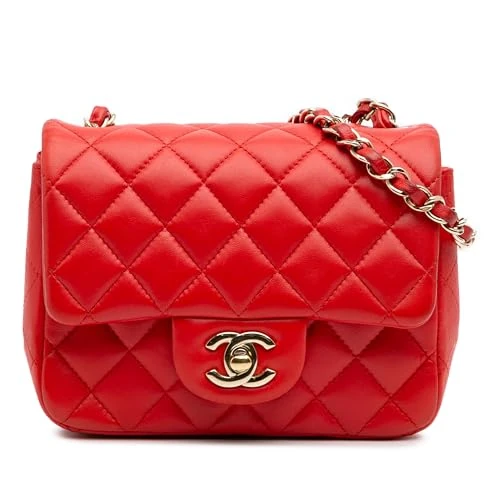 Chanel Pre-Loved Mini Square Classic Lambskin Single Flap Crossbody Bag