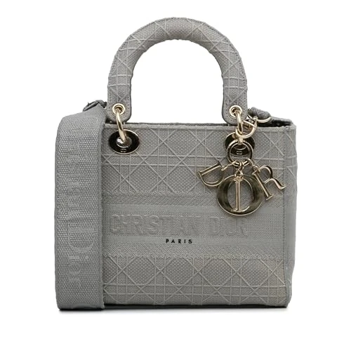 Dior Pre-Loved Medium Canvas Cannage Lady D Lite Handbag