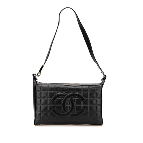Chanel CC Choco Bar Lambskin Shoulder Bag - Black