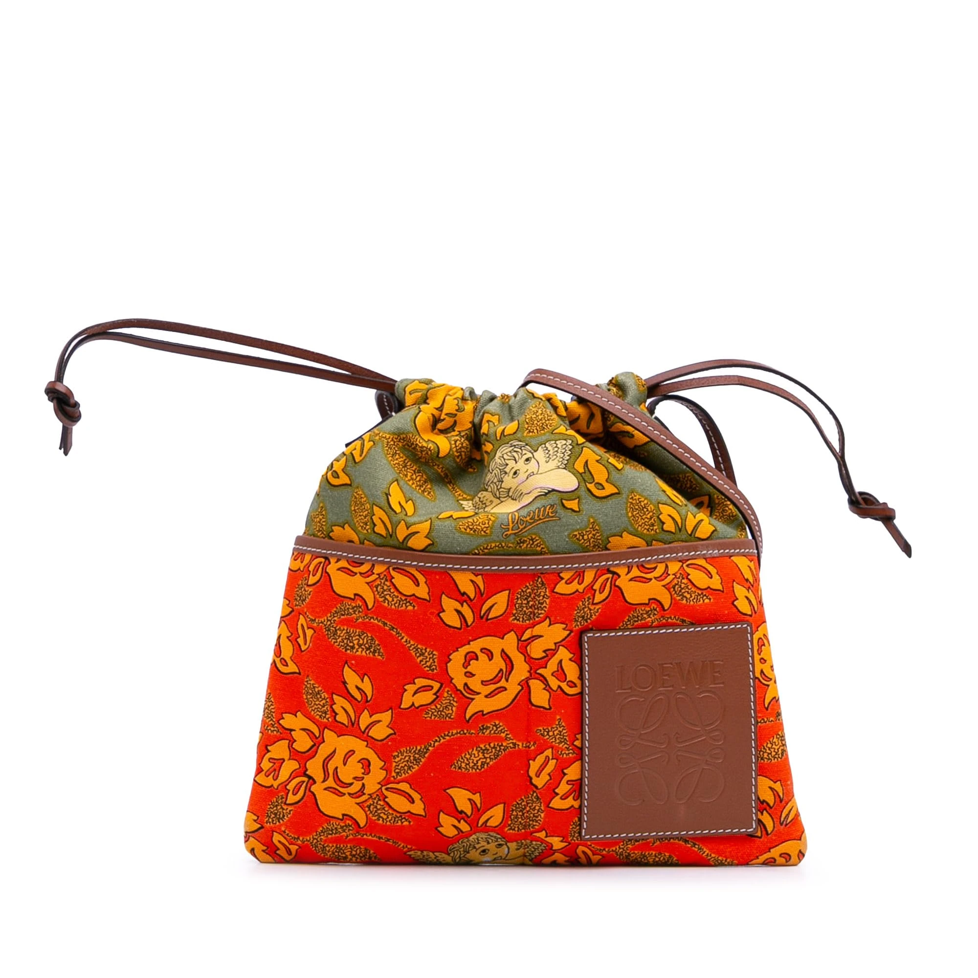 LOEWE Pre-Loved Paulas Ibiza Canvas Angel Drawstring Crossbody