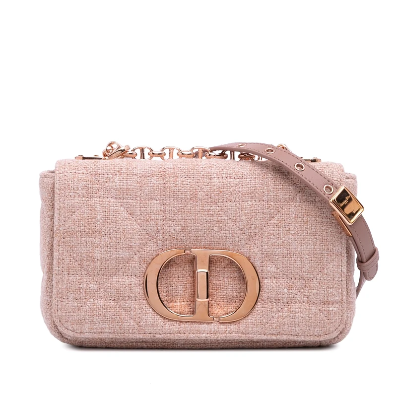 Dior Pre-Loved Small Tweed Macrocannage Caro Bag