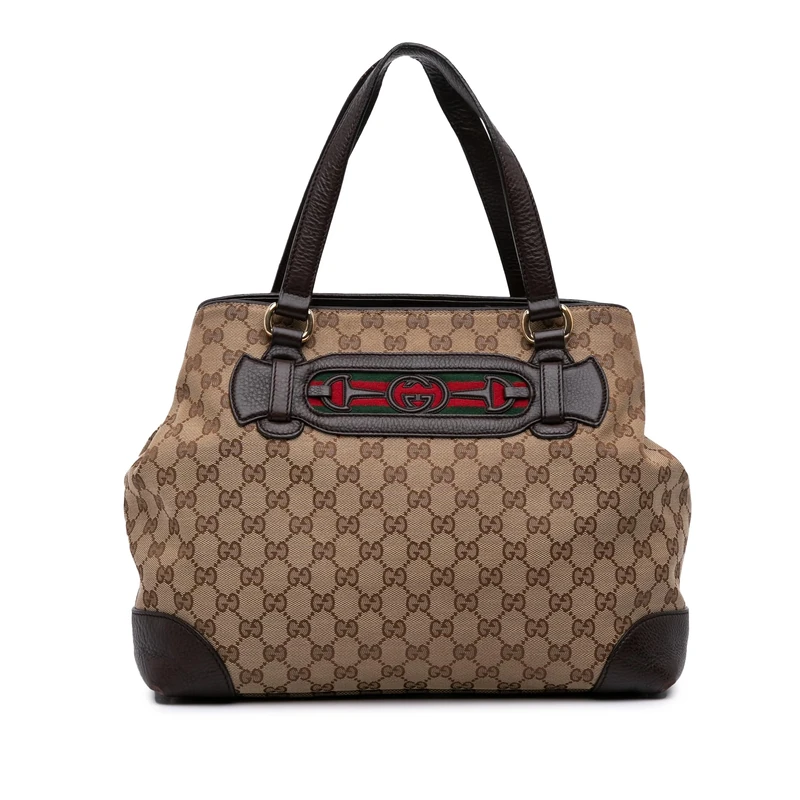 Gucci Pre-Loved Medium GG Canvas Web Dressage Tote