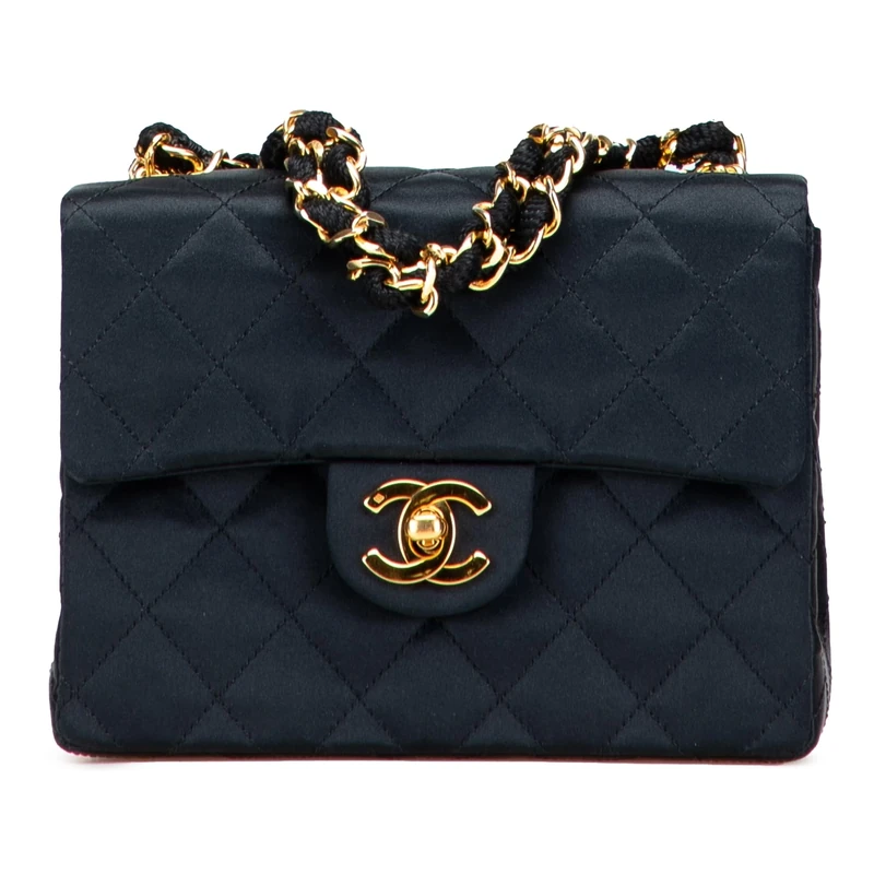 Chanel Pre-Loved Mini Square Quilted Satin Single Flap Handbag