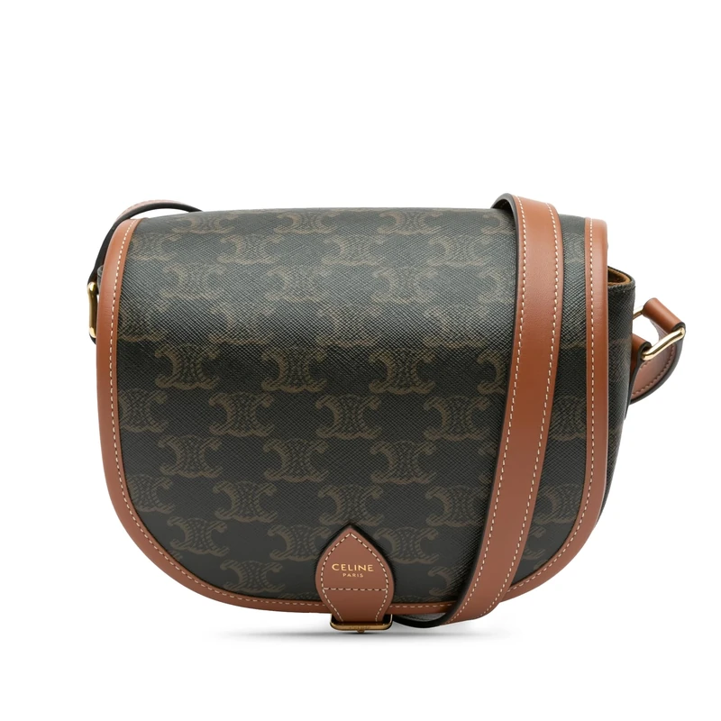 Celine Triomphe Coated Canvas Medium Folco Crossbody Bag