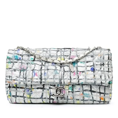 Chanel Pre-Loved Medium Calfskin Hand Painted Graffiti Flap Shoulder Bag