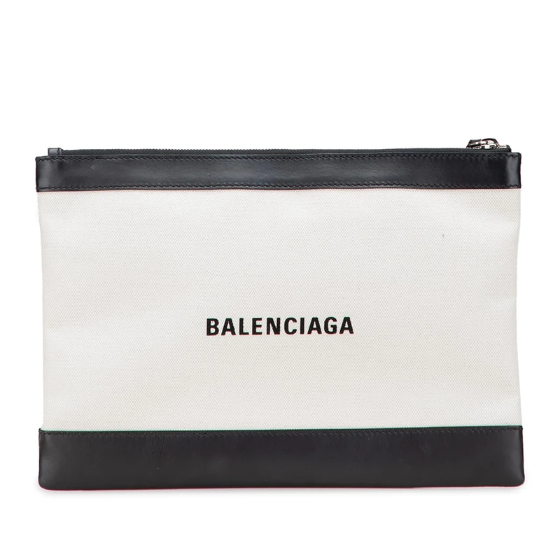 Balenciaga Pre-Loved M Canvas Navy Clip Clutch Bag