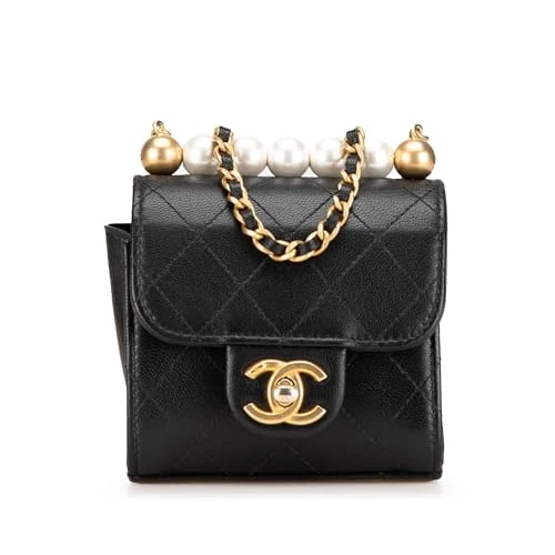 Chanel Pre-Loved Mini Goatskin Chic Pearls Clutch On Chain Crossbody Bag