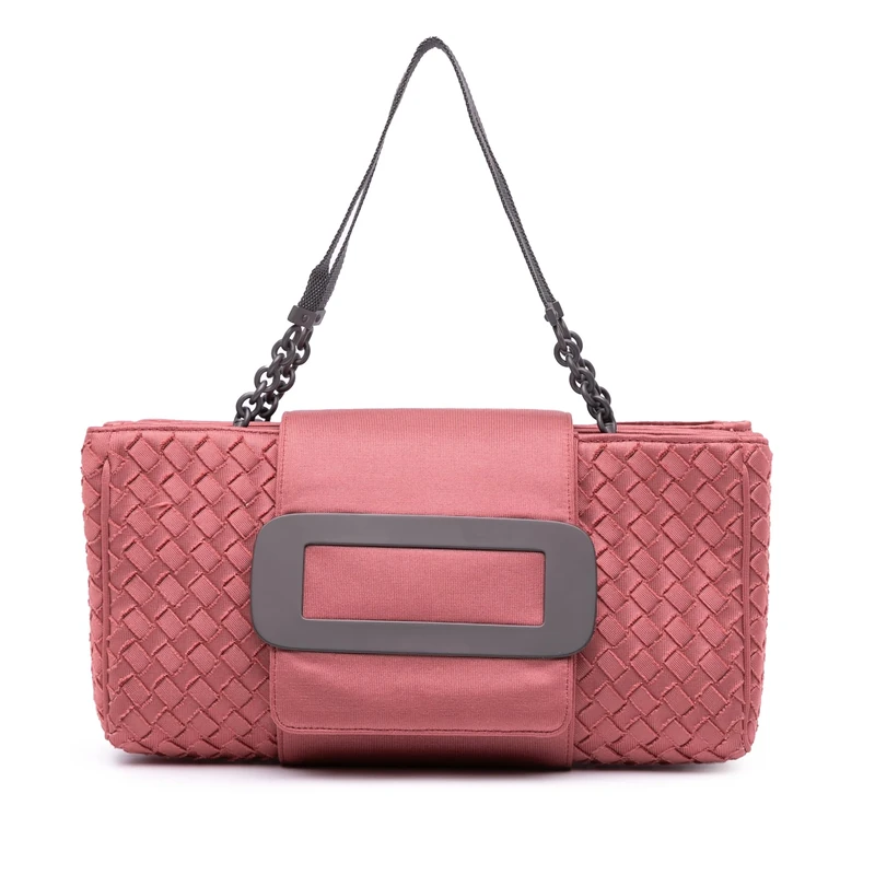Bottega Veneta Pre-Loved Canvas Intrecciato Buckle Flap Handbag