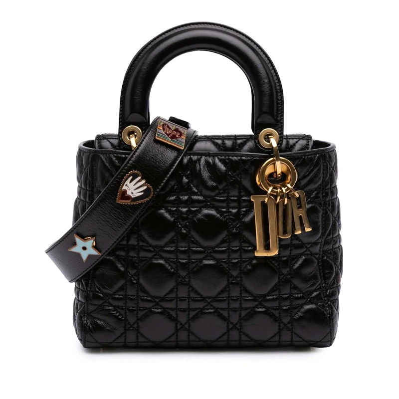 Dior Pre-Loved Small Crinkled Patent Cannage My Abcdior Lady Handbag