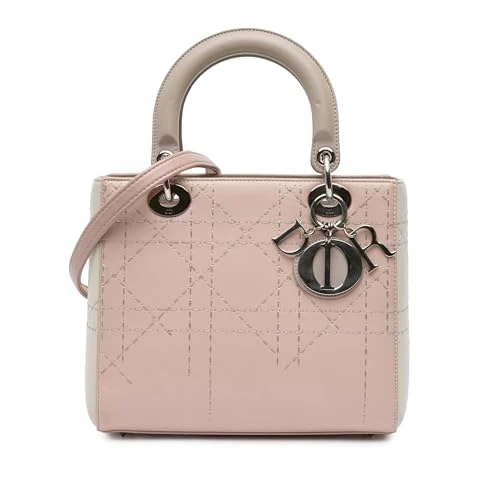 Dior Pre-Loved Medium Bicolor Lambskin Macrocannage Stitched Lady