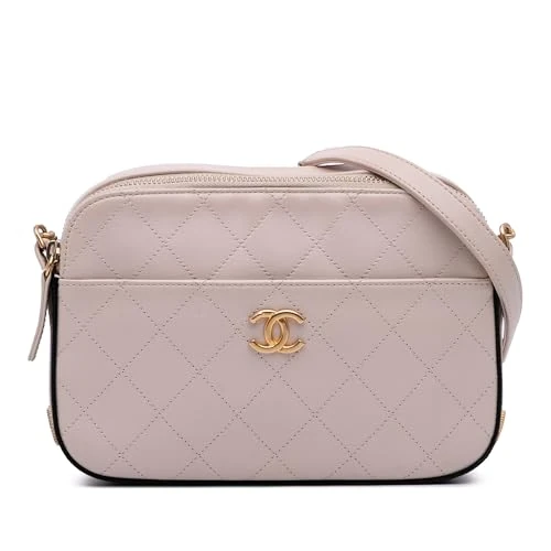 Chanel Pre-Loved Calfskin Grosgrain Stitched Button Up Camera Case Crossbody Bag