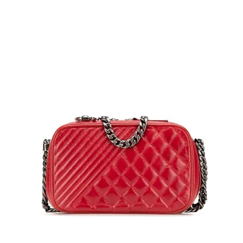 Chanel Pre-Loved Small Quilted Glazed Calfskin Coco Boy Camera Bag Crossbody