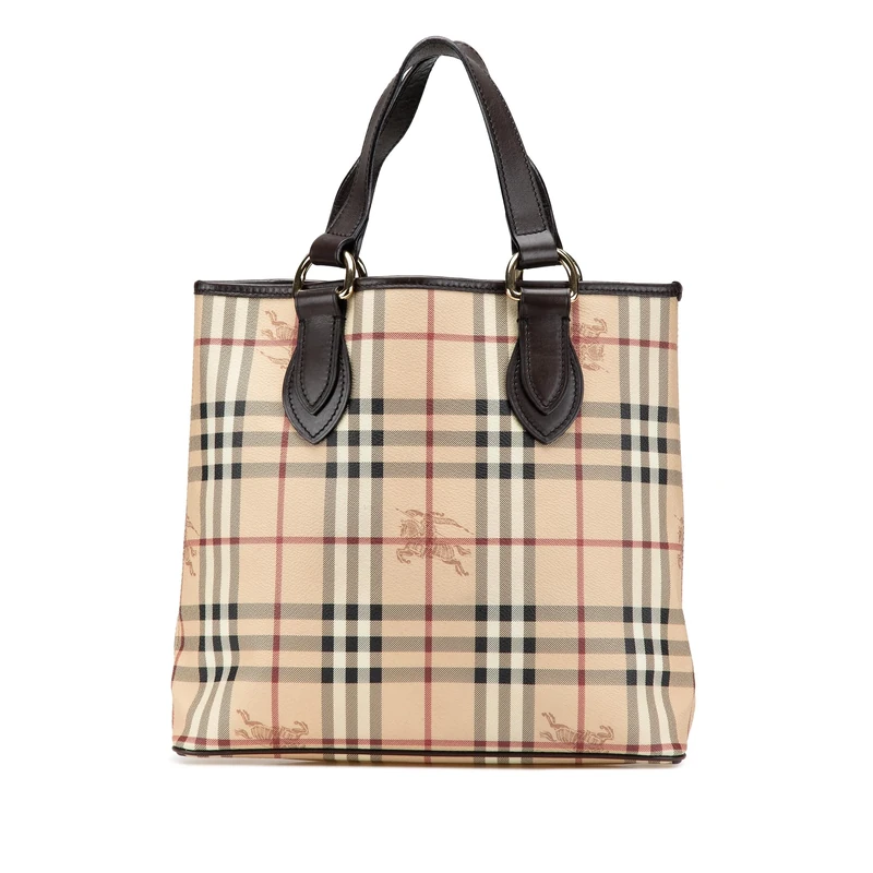 BURBERRY Pre-Loved Haymarket Check Coated Canvas Tote