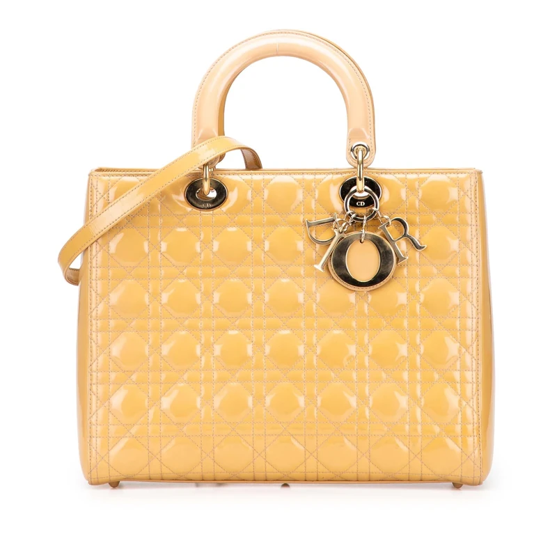 Dior Pre-Loved Large Patent Cannage Lady Handbag