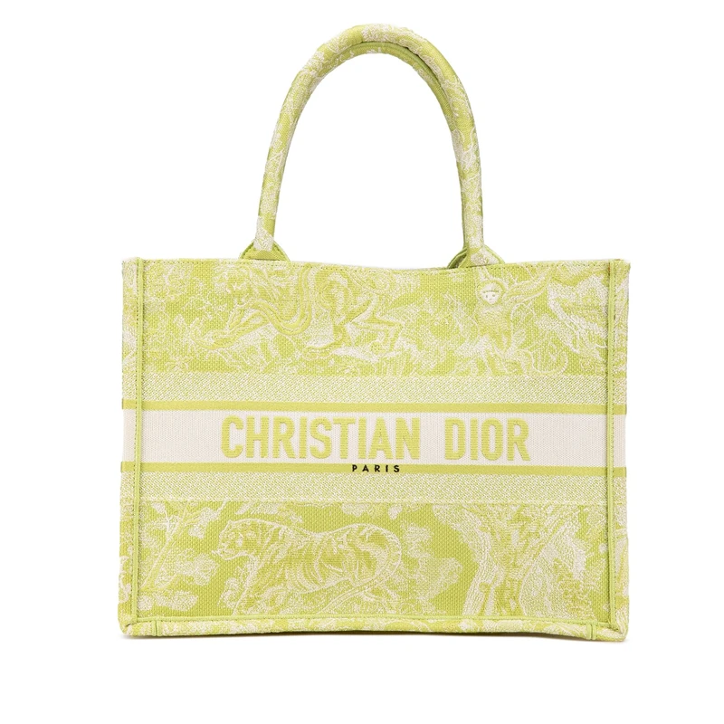 Dior Pre-Loved Medium Canvas Embroidered Dioriviera Toile De Jouy Book Tote Bag