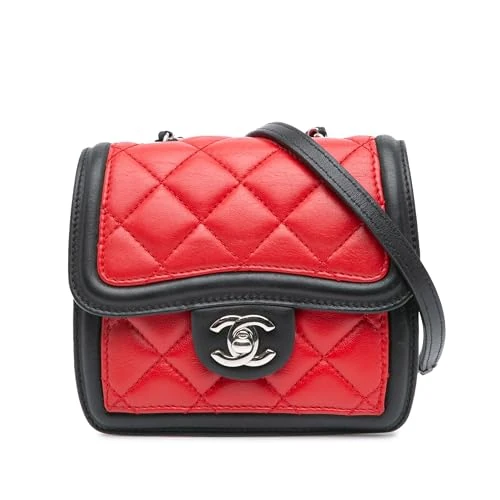 Chanel Pre-Loved Mini Square Lambskin Graphic Flap Crossbody Bag