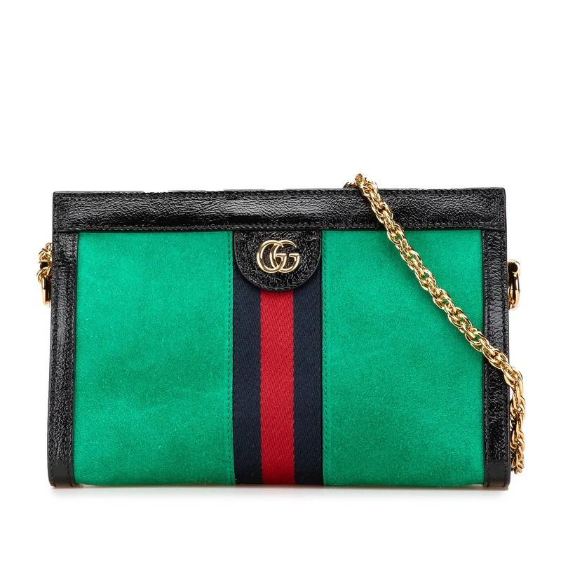 Gucci Pre-Loved Small Suede Ophidia Chain Crossbody Bag