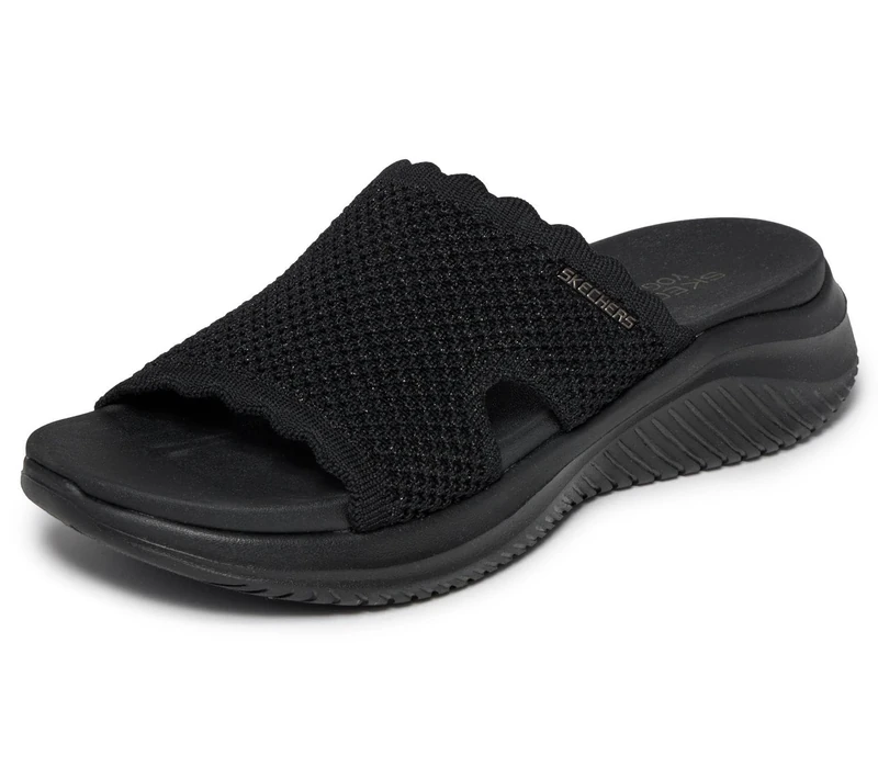 Skechers Women's Scalloped Shimmer Knit Slide Sandals with Yoga Foam