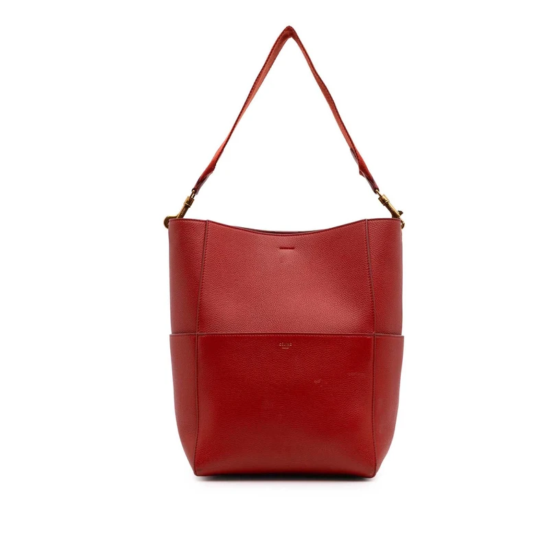 Celine Pre-Loved Medium Leather Seau Sangle Bucket Bag