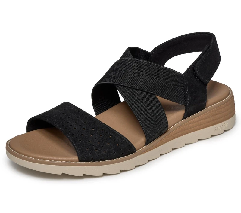 Skechers BOBS Arch Fit Perforated Vamp Cross Strap Sandal