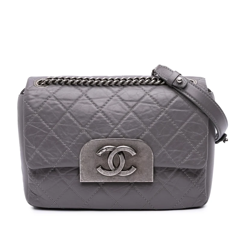 Chanel Pre-Loved Quilted Aged Calfskin CC Square Flap Crossbody Bag