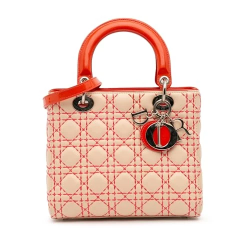 Dior Pre-Loved Medium Lambskin Cannage Stitched Lady Handbag