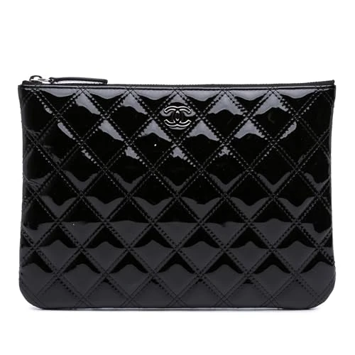 Chanel Pre-Loved Medium Quilted Patent O Case Clutch