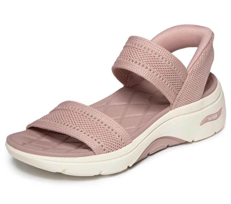 Skechers Slip-Ins Shiny Yarn Knit Quarter Strap Sandal with Quilted Footbed