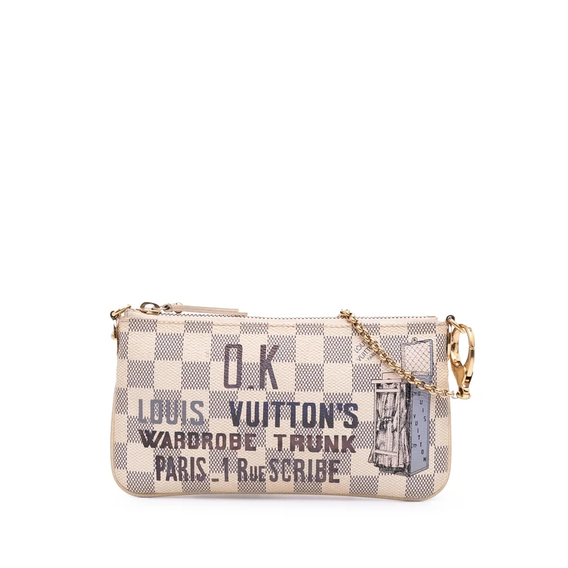Louis Vuitton Pre-Loved Damier Azur Trunks Labels Pochette Milla MM