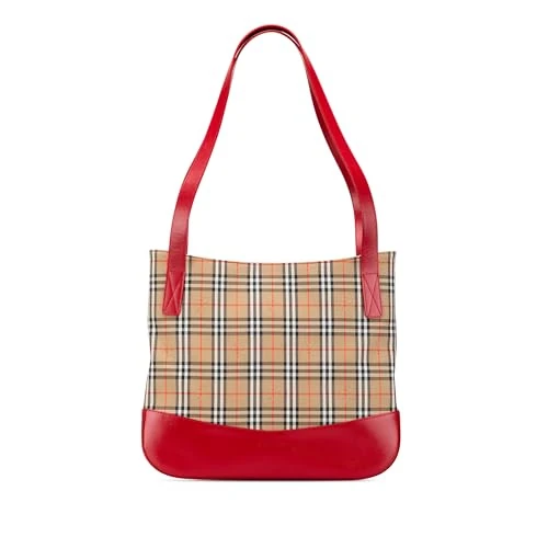 BURBERRY Pre-Loved Haymarket Check Canvas Tote Bag