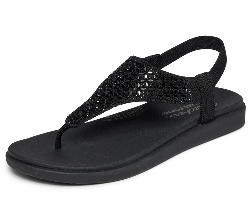 Skechers Women's Meditation Luxe Geo Embellished Stretch Knit Slingback Sandal with Luxe Foam
